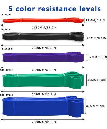 Resistance Band Set 5- Elastic Workout Bands for Resistance Training Pull Up Assistance Physiotherapy and Fitness - Long and Durable Exercise Bands for Home or Gym Workouts - Buy Online on GoSupps.com
