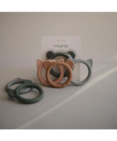 Mushie BPA-Free Silicone Bite Ring for Babies | Enhances Visual & Motor Skills | Safe Toddler Accessories | B r Design Natural Bear - Buy Online on GoSupps.com