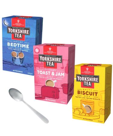 Yorkshire Tea Bags Bundle - Yorkshire Biscuit Tea Toast and Jam Yorkshire Tea Bags Yorkshire Bedtime Tea Bags and Teaspoon