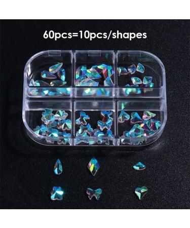 6 Grids Manicure Jewelry Accessories Winter Diamond 3D Nails Rhinestones Aurora Crystal Snowflakes Resin(B) - Buy Online on GoSupps.com