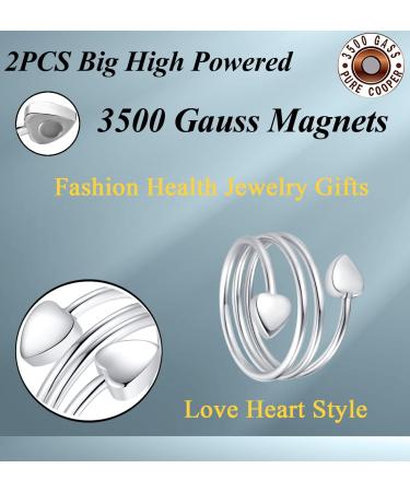 Vicmag Copper Magnet Rings for Women - Adjustable Magnetic Copper Rings with 2 Strong 3500 Gauss Magnets - 100% Solid & Pure Copper - Jewelry Gift Box Included (Love Heart Design) - 2 Pieces - Buy Online on GoSupps.com