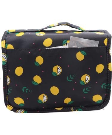 Hanging Toiletry Bag Travel Organizer - Large Cosmetic Makeup Organizer for Men & Women - Sturdy Hook and Handle - Black Lemon - Buy Online on GoSupps.com