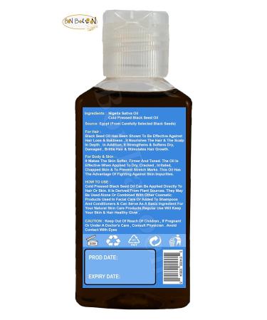 Organic Cold Pressed Black Seed Oil for Hair, Skin & Food - 3.38 oz / 100 ml - Buy Online on GoSupps.com