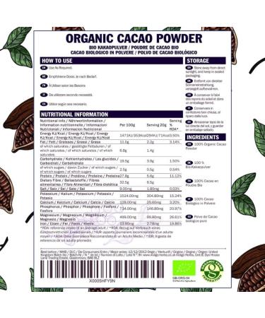 Indigo Herbs Organic Cacao Powder 500g - Vegan, Pure & Unrefined | Dairy & GMO Free - 1 Pack - Buy Online on GoSupps.com