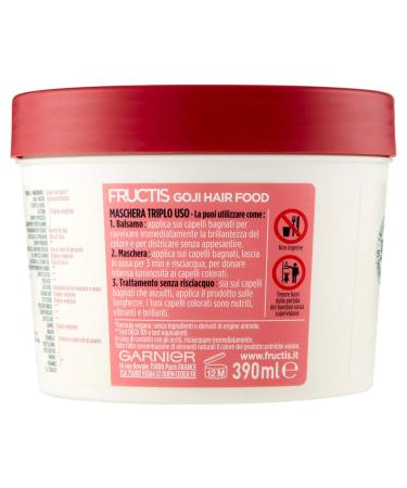 Garnier Fructis Hair Food Goji Sticks 3 in 1 Nutrient Mask | Vegan Formula for Coloured Hair | 390 ml - International Shipping Available - Buy Online on GoSupps.com