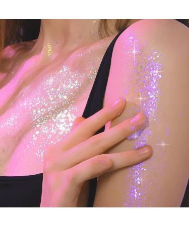 7DAYS Sparkling Glitter Gel for Face Body Hair | Chunky Shimmering Paint for Party Festival Halloween Makeup | Quick Drying Glitter Gel with Mermaid Sequins | POSH 50g - Buy Online on GoSupps.com