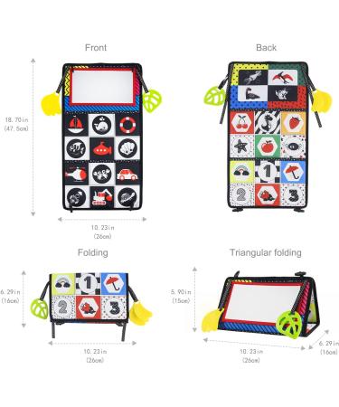 Jenilily Black and White Tummy Time Mirror Toy | High Contrast Infant Cloth Book | Soft Touch and Feel Teether | For Babies 4-12 Months | Perfect Baby Gift - Buy Online on GoSupps.com