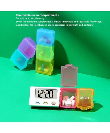 Portable Electronic Vitamin Planner 7 Color Weekly Medicine Dispenser with Detachable Cups for Elderly and Travelers - Buy Online on GoSupps.com