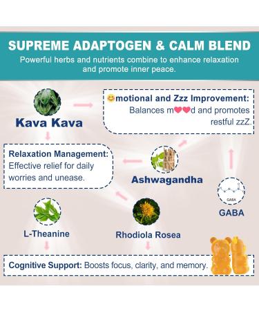 2Pack Kava Kava Gummies, Sugar Free Calm Gummies w/Rhodiola Rosea, Ashwagandha, L-Theanine, GABA, Melatonin-Free Kava Blend for Relaxation, Calm and Focus - Alternative to Kava Powder Capsules, Vegan 60 Count (Pack of 2) - Buy Online on GoSupps.com