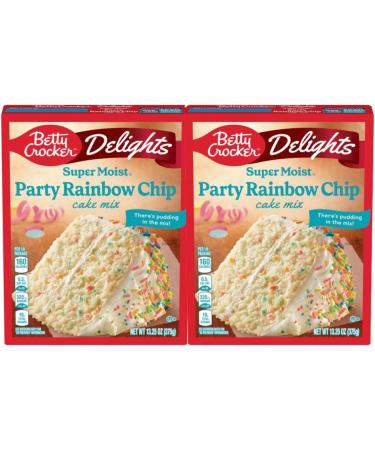 Betty Crocker Delights Super Moist Party Rainbow Chip Cake Mix 376g | Delicious and Vibrant Colorful Cake | Perfect for Everyday and Special Moments | Pack of 2 - Buy Online on GoSupps.com