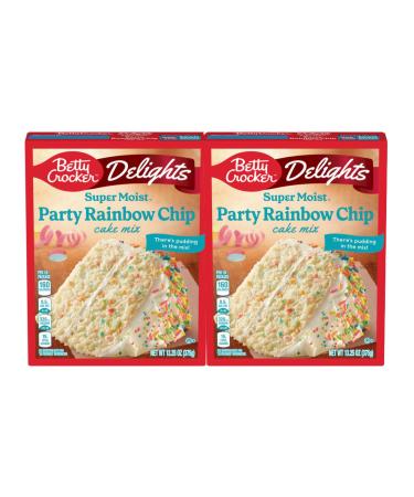 Betty Crocker Delights Super Moist Party Rainbow Chip Cake Mix 376g | Delicious and Vibrant Colorful Cake | Perfect for Everyday and Special Moments | Pack of 2