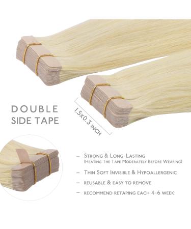 Salife Tape Extensions - 20pcs 30g 25cm Bleichblond Remy Invisible Skin Weft Hair Extensions #613R - Buy Online on GoSupps.com