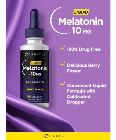 Carlyle Melatonin 10mg | 2 fl oz Liquid Drops | Berry Flavor | for Adults | Non-GMO Vegetarian Supplement - Buy Online on GoSupps.com