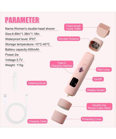 Tondeuse de bikini pour femme Rasoir lectrique 2 en 1 pour femme double t te IPX7 tanche IPX7 utilisation humide et s che tondeuse poils corporels et pilateur pour bikini aisselles - Buy Online on GoSupps.com