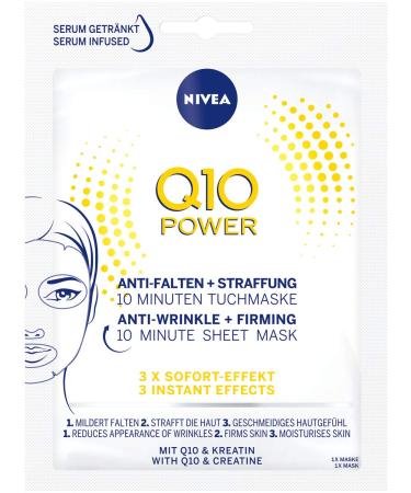 Nivea Q10 Power anti-folds + tightening 10 minutes of cloth mask in a 5-pack (5 x 1 piece) face mask with anti-fold effect tight facial care 1 piece (5 Pack)