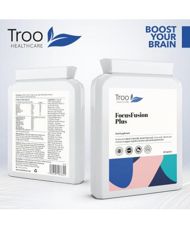 FocusFusion Plus 60 Capsules - Daily Cognitive Function Supplement to Support Concentration & Focus - Gingko Biloba Bacopa Monnieri & Other Essential Brain Nutrients - Buy Online on GoSupps.com
