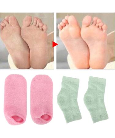 Qukaim Moisturizing Socks Elbow Cover Moisturizing Gel Socks Elbow Cover Set Nourishing Spa Sleeve for Skin Care Home Repair 2 Pairs Pink and Blue - Buy Online on GoSupps.com