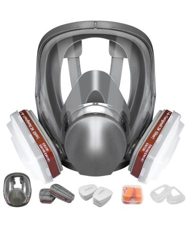 FANGNISN Full Face Reusable Respir tor Set - 6800 Gas Mask with Activated Carbon Air Filter for Organic Vapor Paint Chemical Welding Polishing Sanding&Cutting