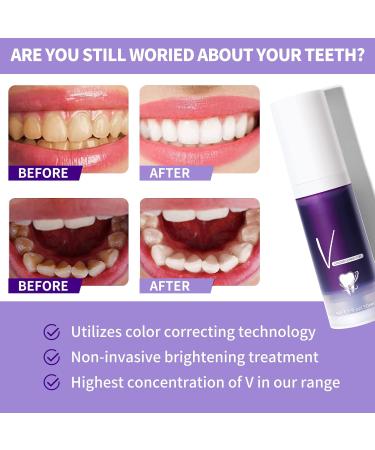 Purple Toothpaste Teeth Whitening Foam Stain Removal Extra Whitening Removes Stains Color Correcting Toothpaste Mouth Cleaning Care - Buy Online on GoSupps.com