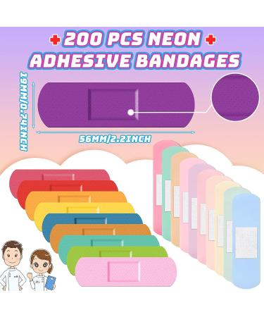 Lounsweer 200 Pcs Neon Color Kids Bandages - Waterproof, Breathable & Flexible Assorted Colors - Wound Care for Toddler Children - Buy Online on GoSupps.com