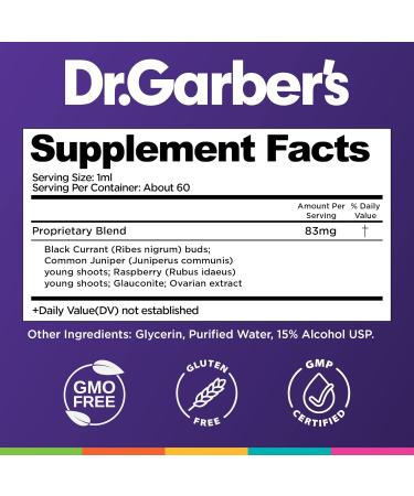 Dr. Garber's Natural Fem Cycle Drops - Hormone Balance & PMS Relief - 60ml Gemmotherapy Supplement - Buy Online on GoSupps.com
