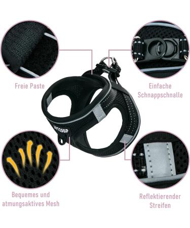 Premium Black Padded Dog Harness for Small Dogs | Comfortable XS Puppy Harness | Durable & Adjustable Harness for Small Breeds - Buy Online on GoSupps.com