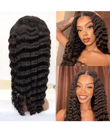18 Inch Deep Wave Lace Closure Wig for Black Women | Pre Plucked, Glueless, 150% Density | Peruvian Virgin Human Hair with Bleached Knots - Buy Online on GoSupps.com