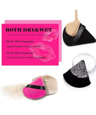 HoPliGhe Triangle Powder Puff Set - 6 Soft Velour Puffs for Makeup Application - Rose Red & Black - Buy Online on GoSupps.com