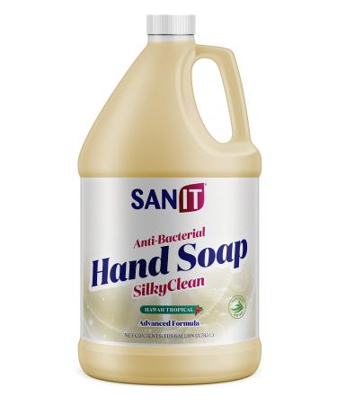 Sanit Silky Clean Antibacterial Liquid Gel Hand Soap Refill - Advanced Formula with Coconut Oil and Aloe Vera - All-Natural Moisturizing Hand Wash - Made in USA  Hawaii Tropical  1 Gallon 128 Fl Oz (Pack of 1) Hawaii Tro...