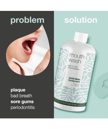 Mouth Flushing with Chlorhexidine & Tea Tree Oil - 500ml | Relieves Gum Pain & Bleeding | Healthy Oral Hygiene | Vegan & Dermatologically Tested - Buy Online on GoSupps.com