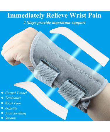 Buy Adjustable Carpal Tunnel Wrist Brace | Night Sleep Support Splints for Right Hand (S/M Grey) - International Shipping - Buy Online on GoSupps.com