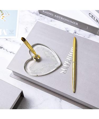 2 Sets Acrylic Heart Pen Holder With Ink Pens Signing Pen Set Guest Book Accessories For Wedding Bridal Engagement Favors Opening Ceremony Graduation Parties Office Transparent Pen Display Stand - Buy Online on GoSupps.com