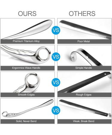 24 Inch Long Handle Metal Shoehorn for Shoes and Boots - Solid & Durable with Ergonomic Loop Handle | Silver - Buy Online on GoSupps.com