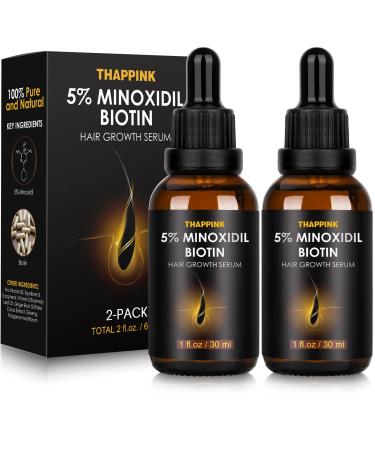 Minoxidil 5% Hair Growth Serum Oil Biotin for Men Women 2 Pack Hair Regrowth Serum Treatment for Scalp Hair Loss Hair Thinning 2 fl.oz