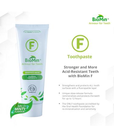 BioMin F Toothpaste - Enamel Strengthening Fluoride Toothpaste for Sensitive Teeth - 75ml Mild Mint - Vegan & Cruelty-Free - Buy Online on GoSupps.com