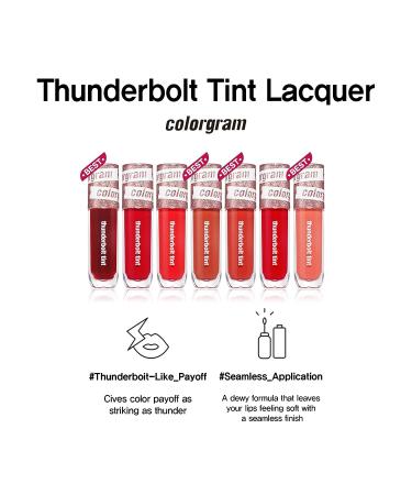 COLORGRAM Thunderbolt Tint Lacquer 01 Romance | High Pigment Lip Stain with Argan Oil | Long-Lasting Moisturizing Hydrating Formula | K Beauty Makeup (0.2 fl.oz) - Buy Online on GoSupps.com
