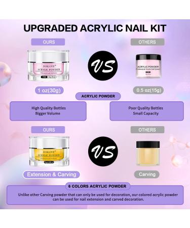 JOSLOVE Acrylic Nail Kit: 9 Colors Powder, Liquid Monomer, 5 Brushes - Beginner Set (S02) - Buy Online on GoSupps.com