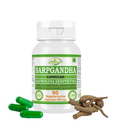 Morsan Nutraveda Sarpagandha Rauwolfia Serpentina Capsule for Men and Women Ayurvedic herbal supplement 500 mg per serving 60 Powerful Vegetarian Capsules NonGMO 1