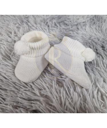 Royal Icon Newborn Baby Booties | 0-3 Months | Pom Pom Bootees | Indoor and Outdoor Use | White Red RI408 - Buy Online on GoSupps.com