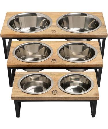 Brave Bark Wood & Metal Feeder - Premium Mango Wood Stand | 2 Stainless Steel Bowls | For Dogs, Cats & Pets | Ideal for Home or Office | Large - Buy Online on GoSupps.com