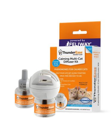 ThunderEase Multicat Calming Pheromone Diffuser Kit | Powered by FELIWAY | Reduce Cat Conflict, Tension and Fighting 60 Day Supply