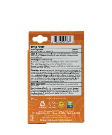 Badger SPF 35 Clear Zinc Kids Sunscreen Stick - Tangerine & Vanilla, .65 oz - Buy Online on GoSupps.com
