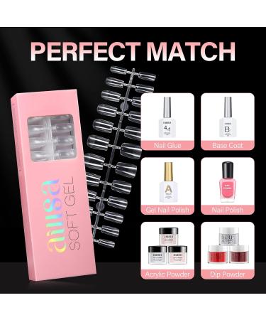 AILLSA Square Nail Tips - 360pcs Half Matte Full Cover Fake Nails Short Square - Pre-shaped Acrylic Clear Gelly Tips - Press On Nail Extension Kit - Gift Box Included - Buy Online on GoSupps.com