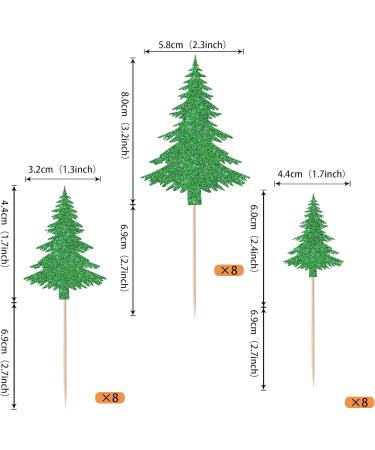 Rsstarxi 24 Pack Glitter Christmas Tree Cupcake Toppers 3 Designs Watercolor Assorted Xmas Green Cupcake Toothpicks for Christmas Winter Holiday Baby Shower Party Cake Decorations Design 20 - Buy Online on GoSupps.com