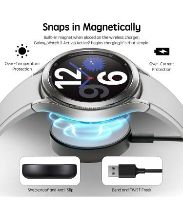 Samsung Galaxy Watch Charger Cable - USB Charging Dock Adapter for Galaxy Watch 5, 4, 3, Active 2, Gear S3 & Sport - 3.3ft Black Cable - Buy Online on GoSupps.com