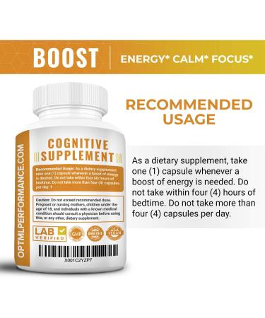 OPTML Boost: 100mg Caffeine & 200mg L-Theanine Energy Pills for Focus & Mood 120 Capsules No Crash No Jitters - Buy Online on GoSupps.com