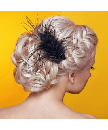 OIIKI 2Pcs Black Ostrich Hair Clip Feather Hairgrip - Retro Hair Jewelry for Women | Perfect for Bride, Party, Festival or Special Occasion - Buy Online on GoSupps.com