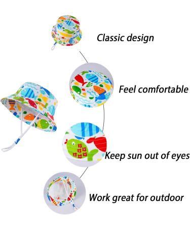 LANGZHEN Beach Sun Protection Hat for Baby Girls, Adjustable Toddler Kids Hat with Wide Brim and Chin Strap - Colorful Fish Design | Ages 1-2 Years - Buy Online on GoSupps.com