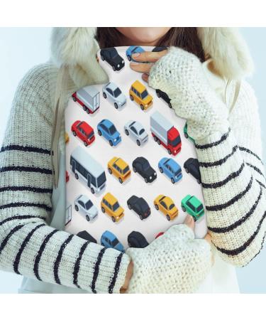 Car Heat Bottle with Fluffy Cover - 2L Hot Water Bottle for Cozy Nights Relieves Pain in Back Neck & Shoulders - Cartoon-City Design - Buy Online on GoSupps.com