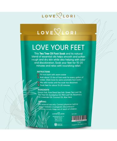 LOVE LORI Tea Tree Oil Epsom Salt Foot Soak 16oz Pedicure & Spa Soaking Salts for Dry Cracked Feet Natural Essential Oils - Buy Online on GoSupps.com